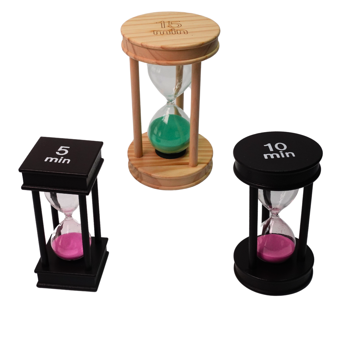 Temple 6-Pack Colorful Sand Timers For Kids - Easy To Use Hourglasses For Games, Teaching, And Time Management