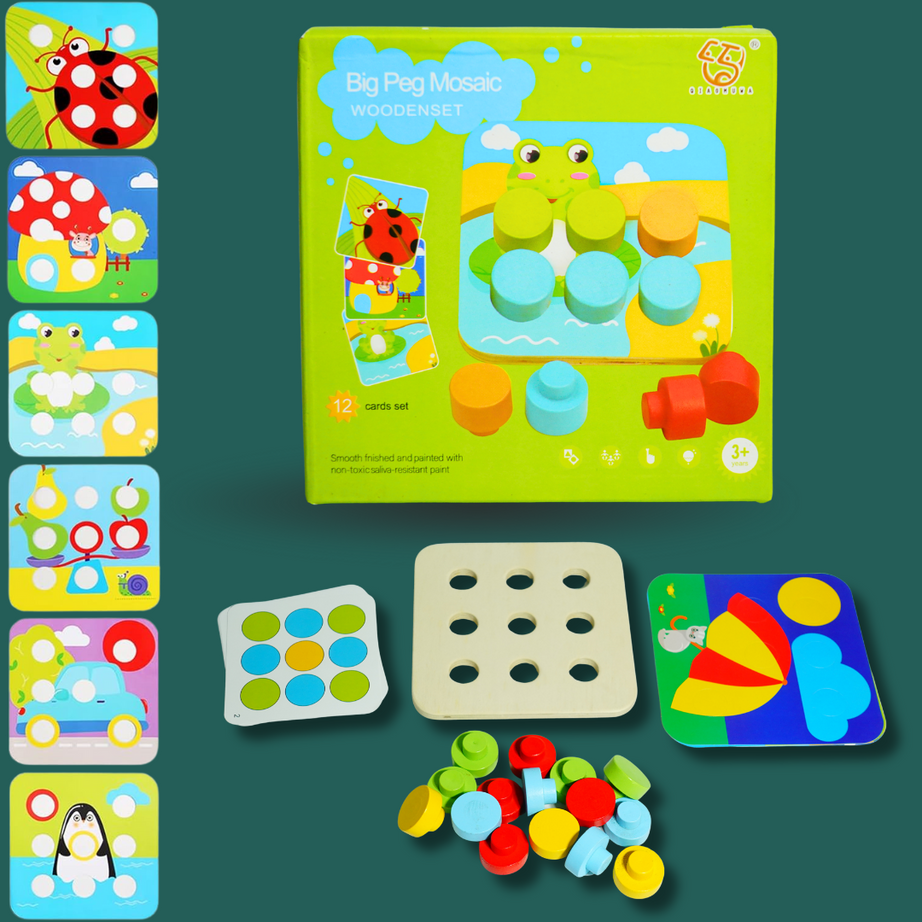 Big Peg Mosaic Wooden Set | Creative & Educational Toy for Kids