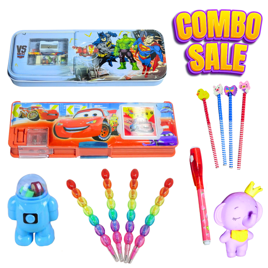 Prefect Pencil Boxes Combo - 13 in 1 Combo Set - KidsBestie