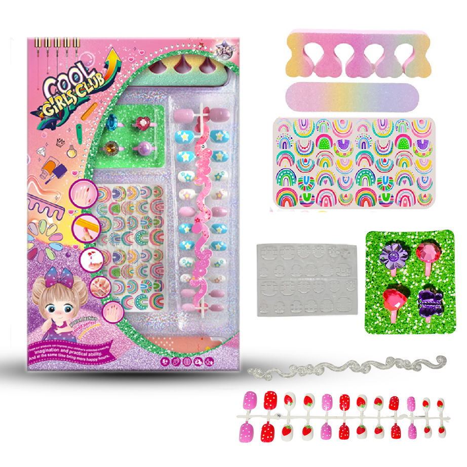 Girls Club Nail Art Set for Baby Girls | DIY Manicure &amp; Beauty Kit | Safe & Washable Nail Polish