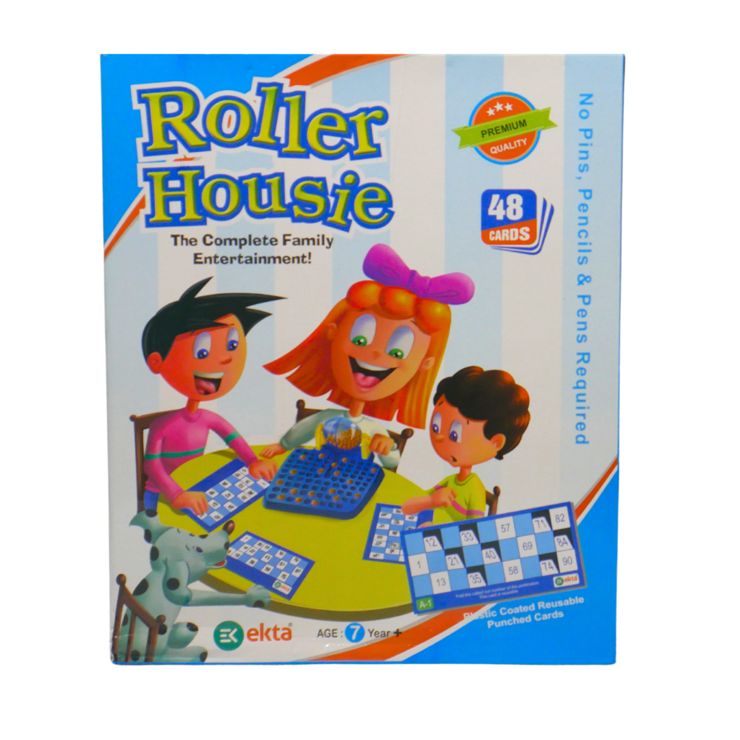 Roller Housie Game Set with 48 Reusable Cards, 90 Numbered Balls (Family/Kids Board Game)