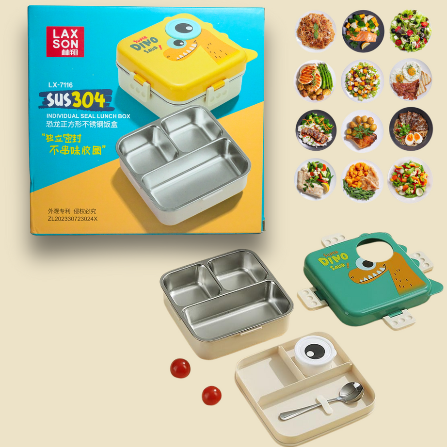 Super Dino 2-Layer Stainless Steel Lunch Box | KidsBestie