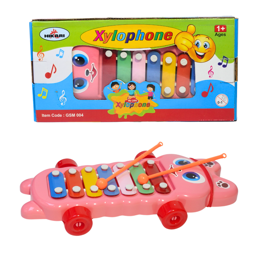 Xylophone Musical Toy with wheels-1, with 7 Notes, Multicolour, 3+, 1 Xylophone, 2 Sticks Brand