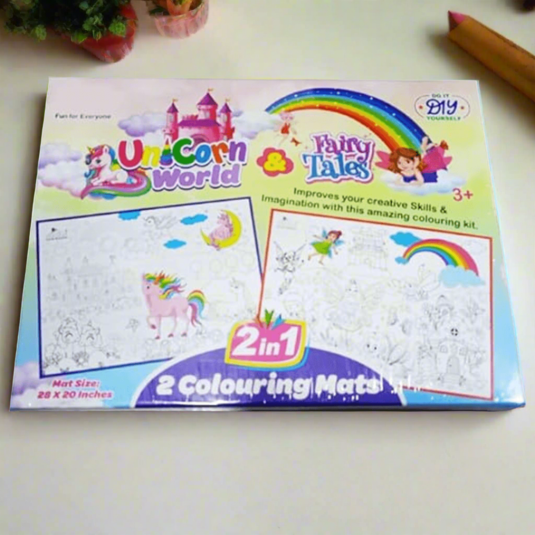 2 in 1 Colouring Mat for Kids(Random design will be send) - Kids Bestie