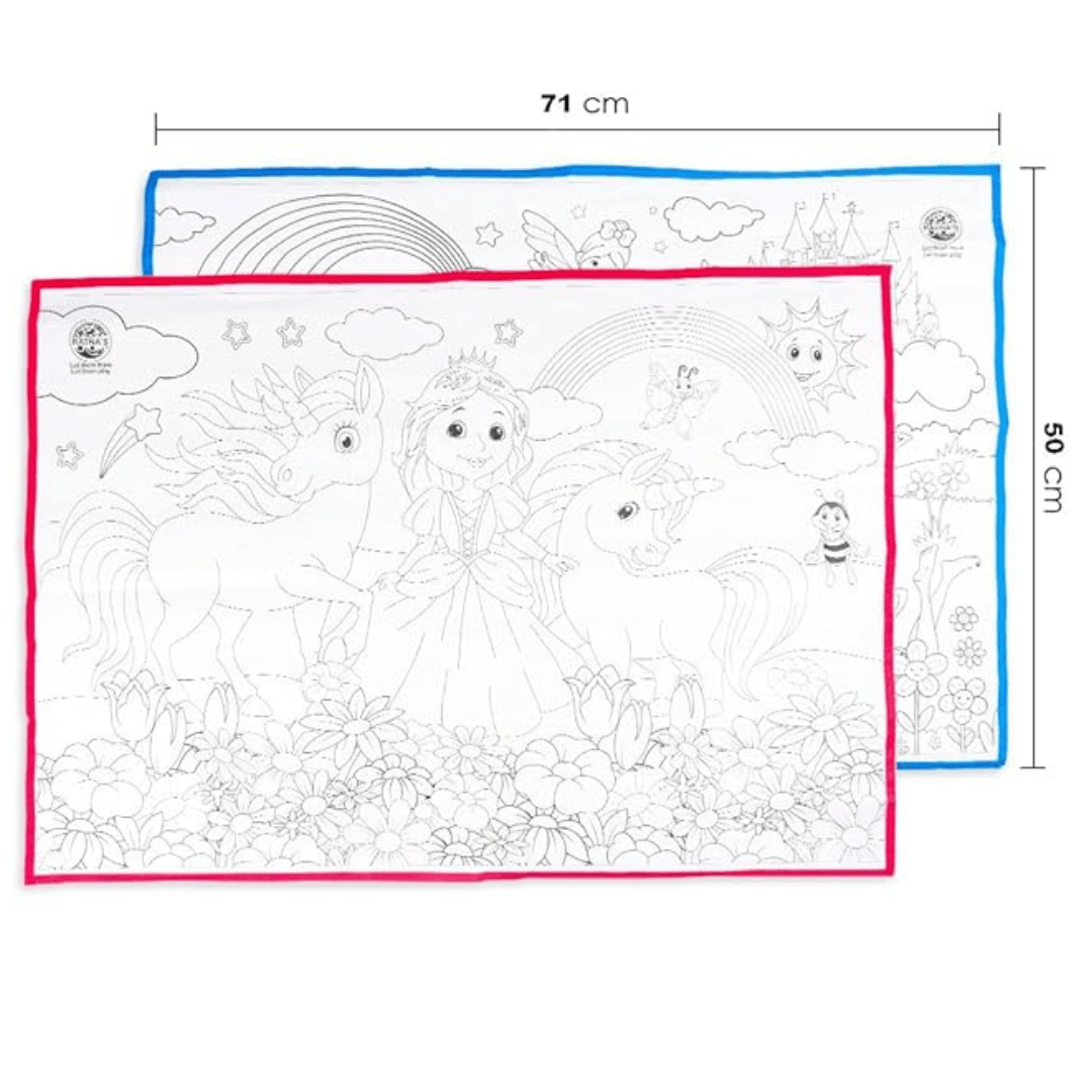 2 in 1 Colouring Mat for Kids(Random design will be send) - Kids Bestie