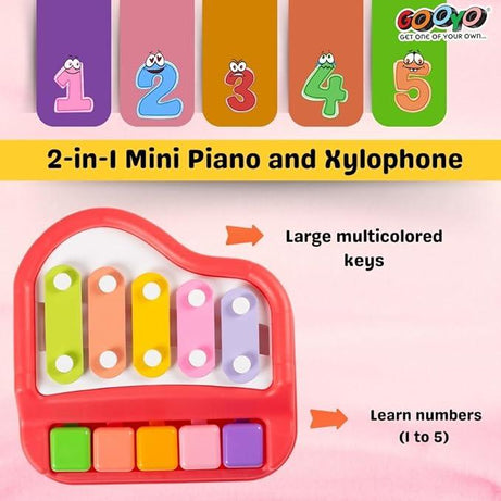 2 in 1 Piano & Xylophone with 2 Mallets - Kids Bestie