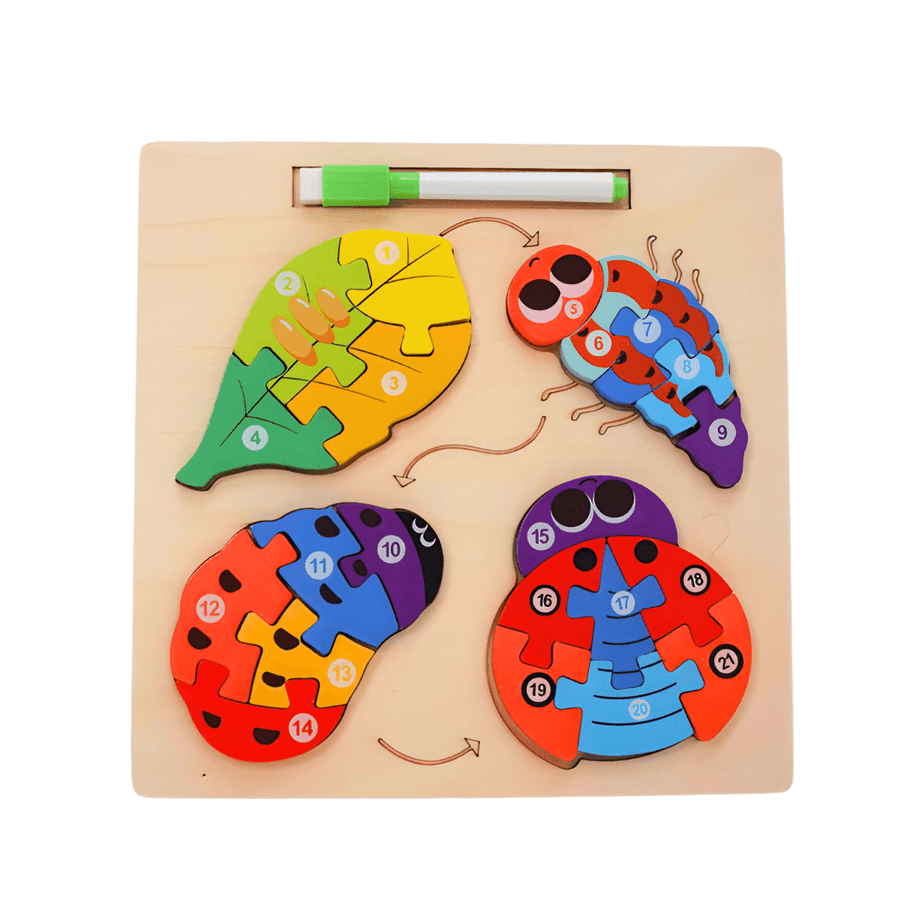 2 in 1 Puzzle, Lifecycle of Animals Puzzle & Whiteboard with Marker-Random design will be send - Kids Bestie