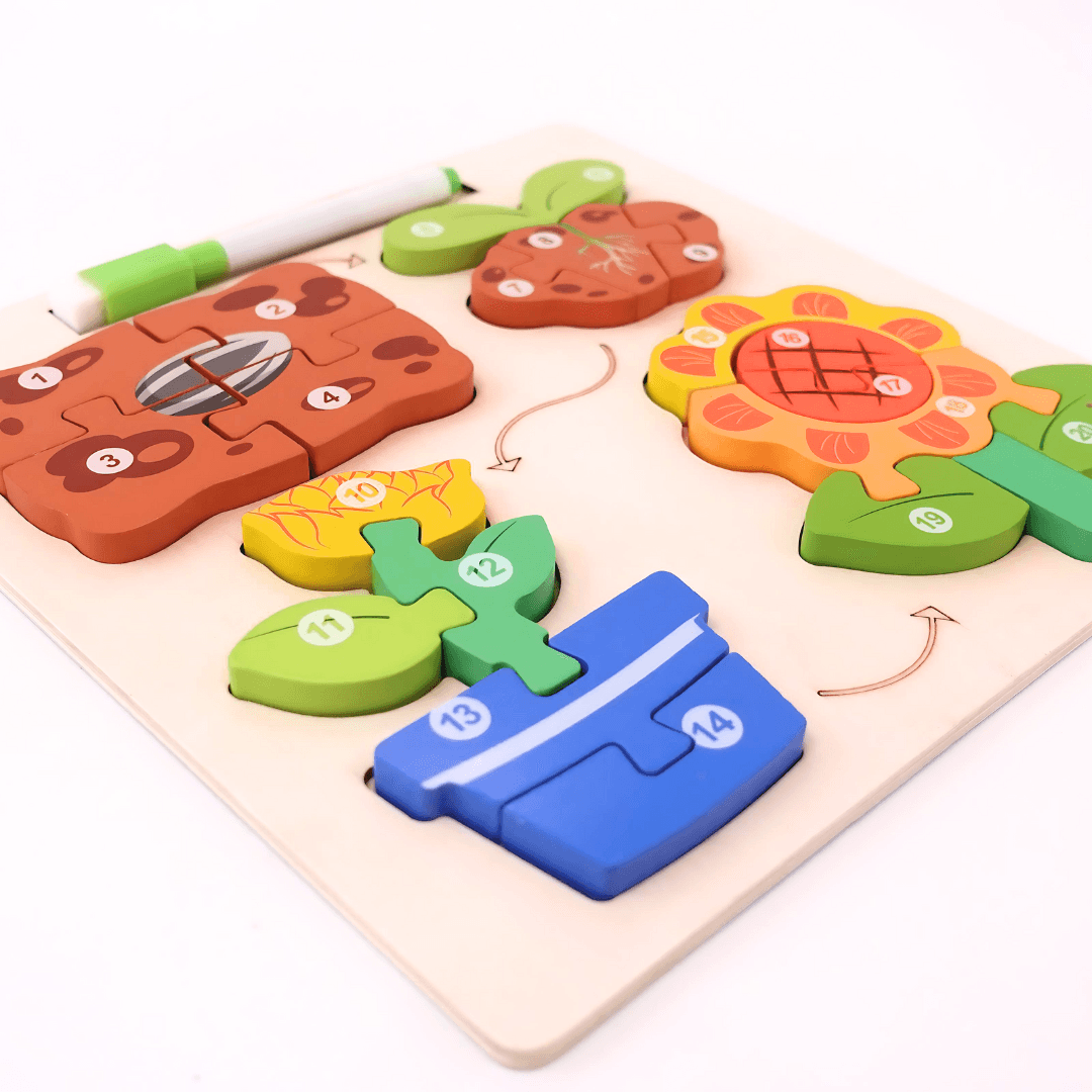 2 in 1 Puzzle-Lifecycle of Flowers+ Whiteboard, marker(Medium)-Random design will be send - Kids Bestie
