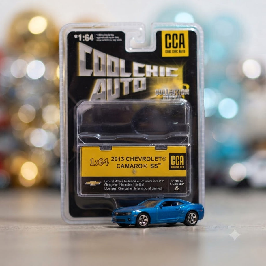 Cool Chic Auto (CCA) 1:64 Scale 2013 Chevrolet Camaro SS - Metallic Blue Collectible Die-Cast Model with Blister Packaging