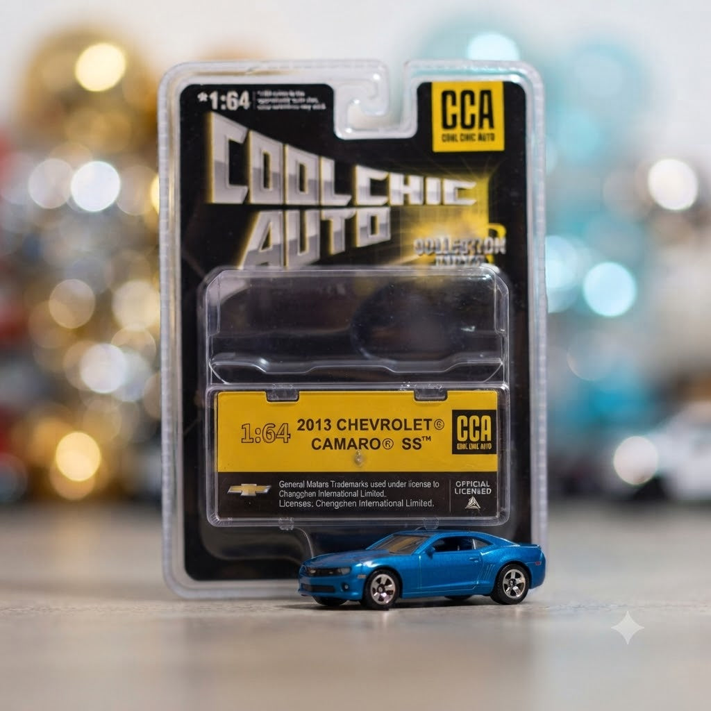 Cool Chic Auto (CCA) 1:64 Scale 2013 Chevrolet Camaro SS - Metallic Blue Collectible Die-Cast Model with Blister Packaging