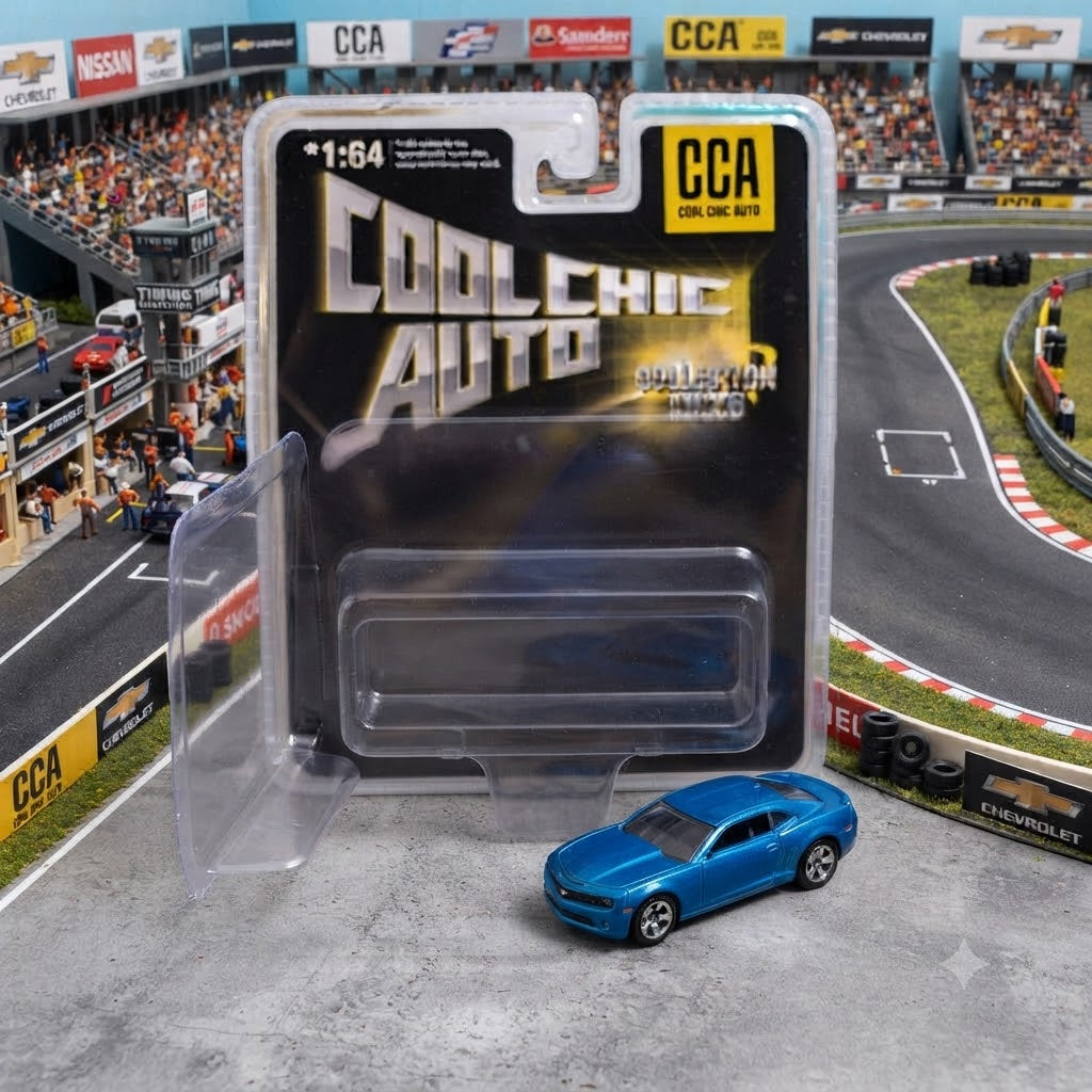 Cool Chic Auto (CCA) 1:64 Scale 2013 Chevrolet Camaro SS - Metallic Blue Collectible Die-Cast Model with Blister Packaging