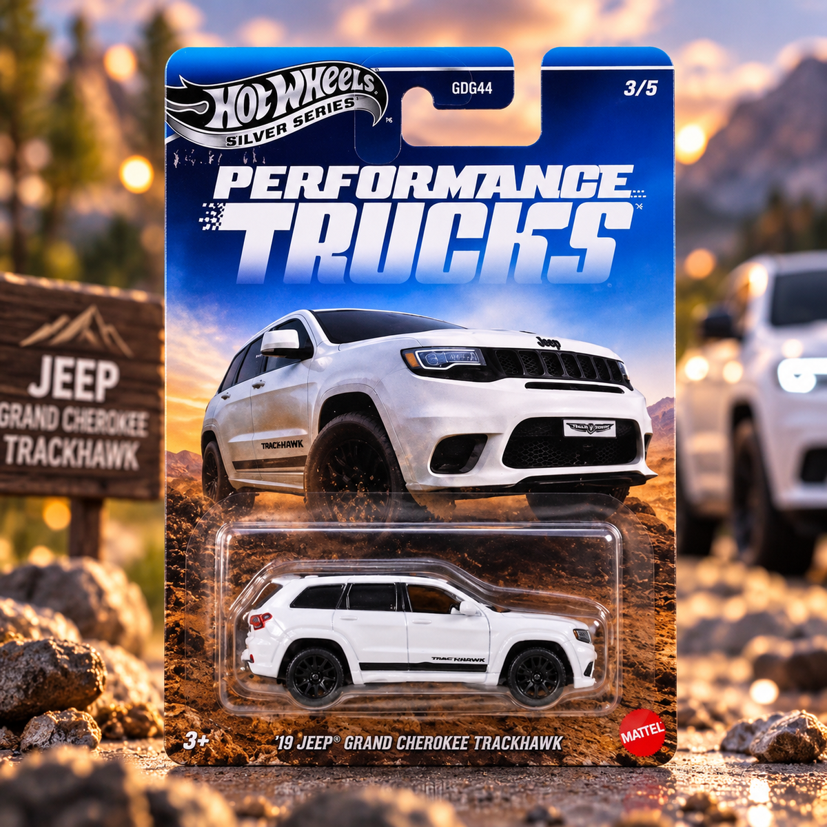 Hot Wheels Silver Series Performance Trucks – ’19 Jeep Grand Cherokee Trackhawk Die-Cast Collectible Car