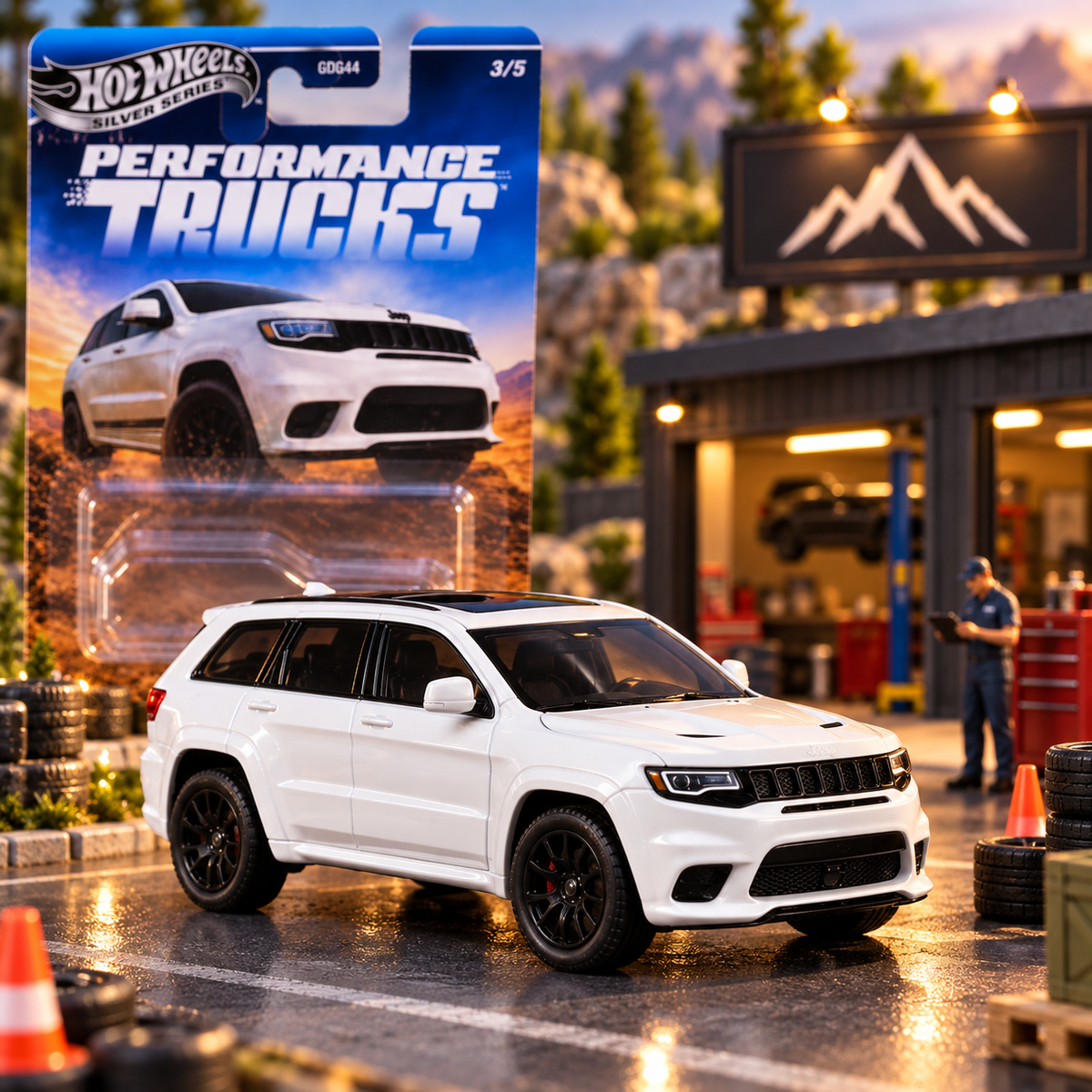 Hot Wheels Silver Series Performance Trucks – ’19 Jeep Grand Cherokee Trackhawk Die-Cast Collectible Car