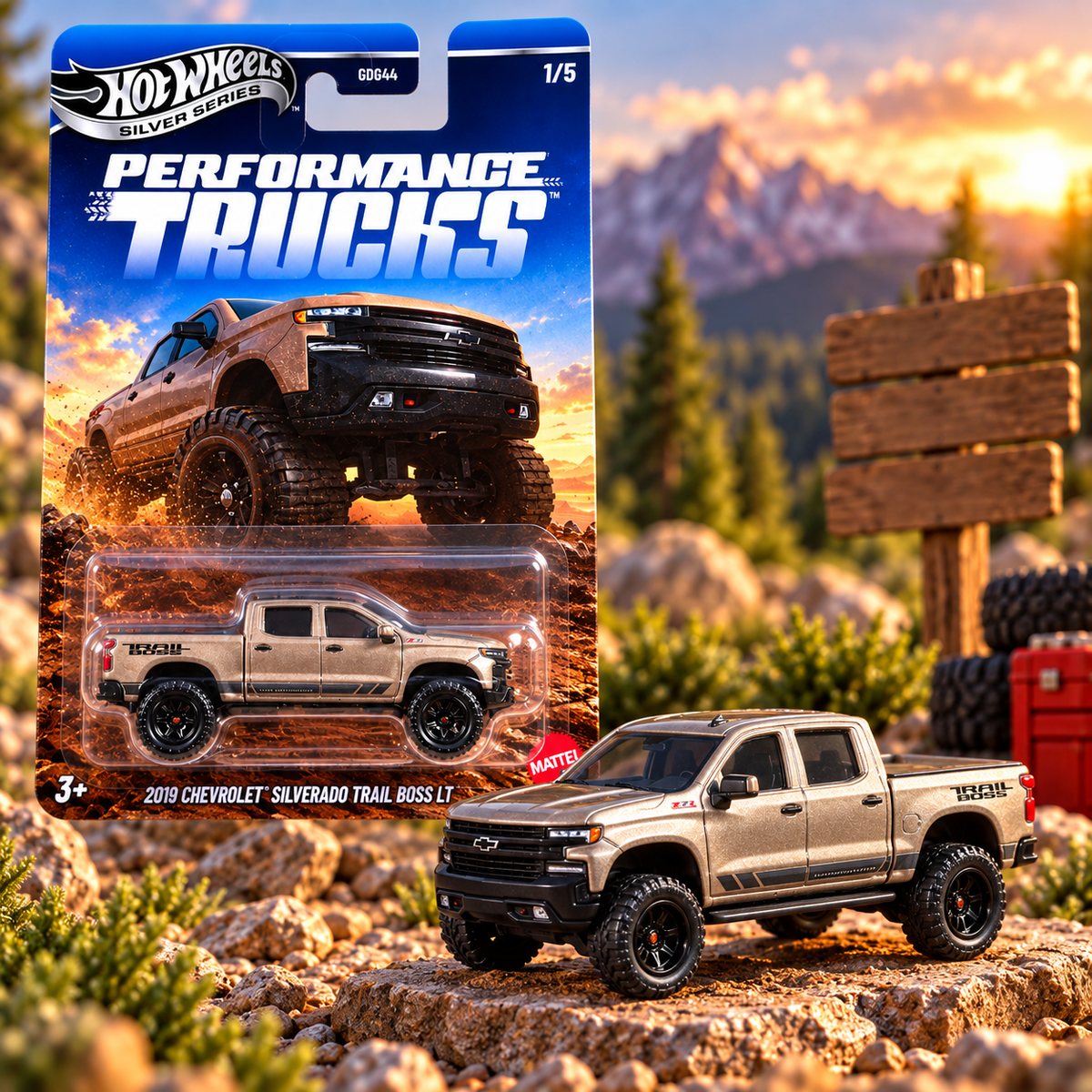 Hot Wheels Silver Series 2019 Chevrolet Silverado Trail Boss LT – Performance Trucks Die-Cast Collectible