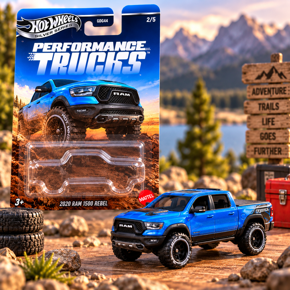 Hot Wheels Silver Series Performance Trucks 2020 RAM 1500 Rebel – Blue Die-Cast Collectible | 2/5