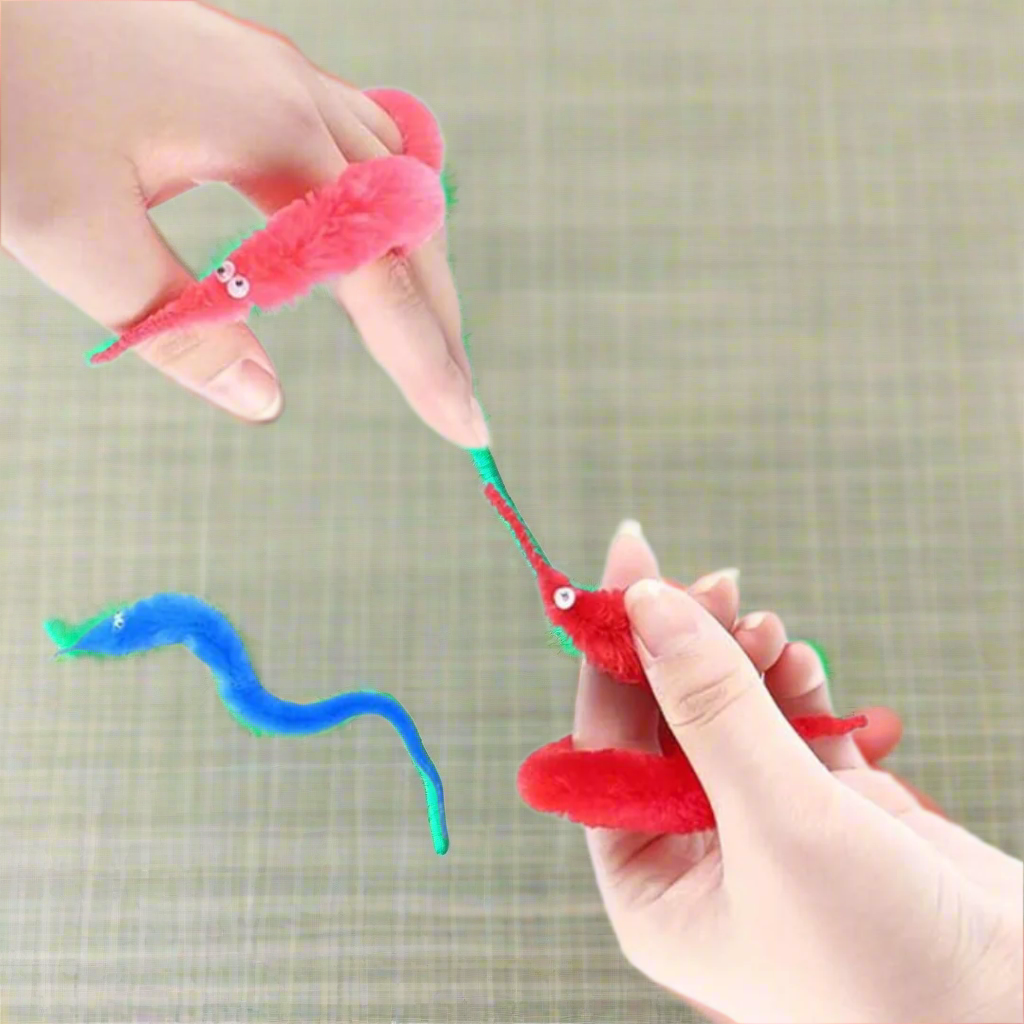 Kidsbestie-2024's Fuzzy Worm Toy, Worm on a String