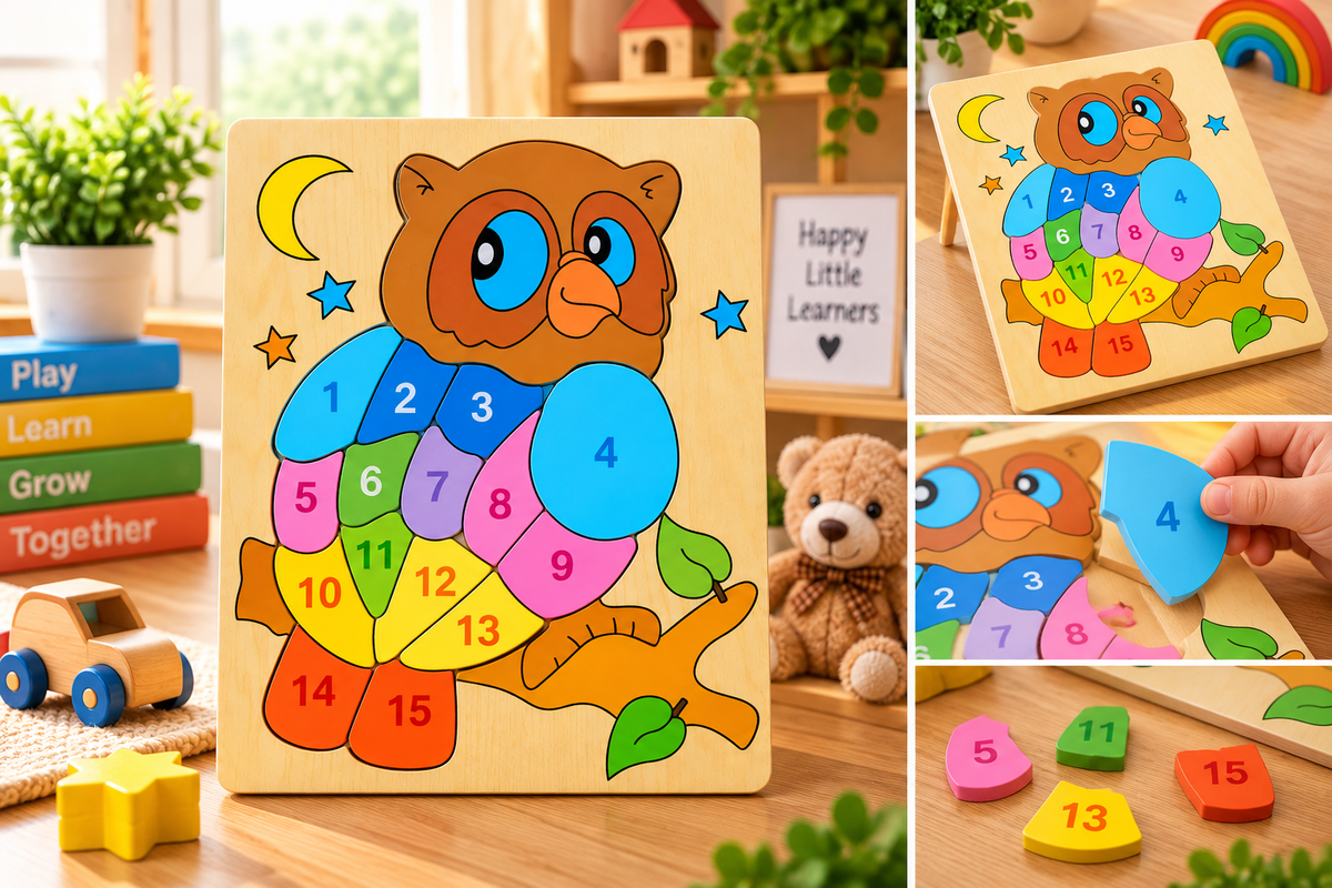 Wooden A–Z Alphabet Animal Puzzle for Kids – Colorful Educational ABC Jigsaw Puzzle with Rooster, Elephant, Turtle, Butterfly & Fish Designs