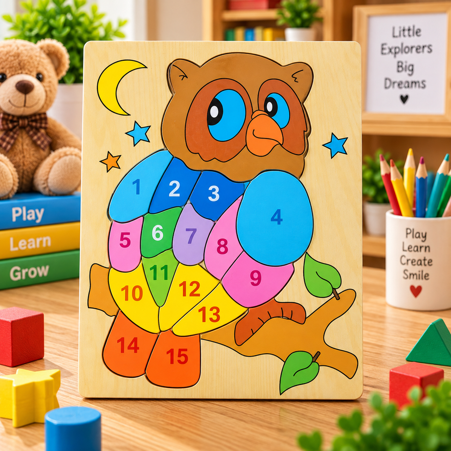 Wooden A–Z Alphabet Animal Puzzle for Kids – Colorful Educational ABC Jigsaw Puzzle with Rooster, Elephant, Turtle, Butterfly & Fish Designs