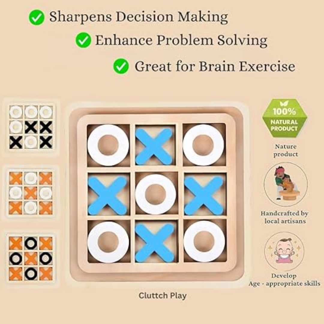 Wooden Big Tic Tac Toe – Classic XOXO Board Game