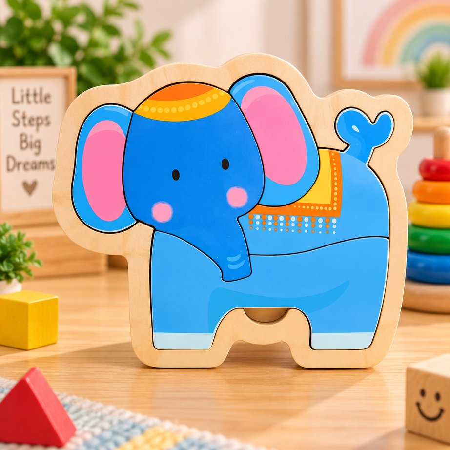 Wooden Animal, Fruit & Vehicle Jigsaw Puzzle Set for Kids – Early Learning & Matching Toys