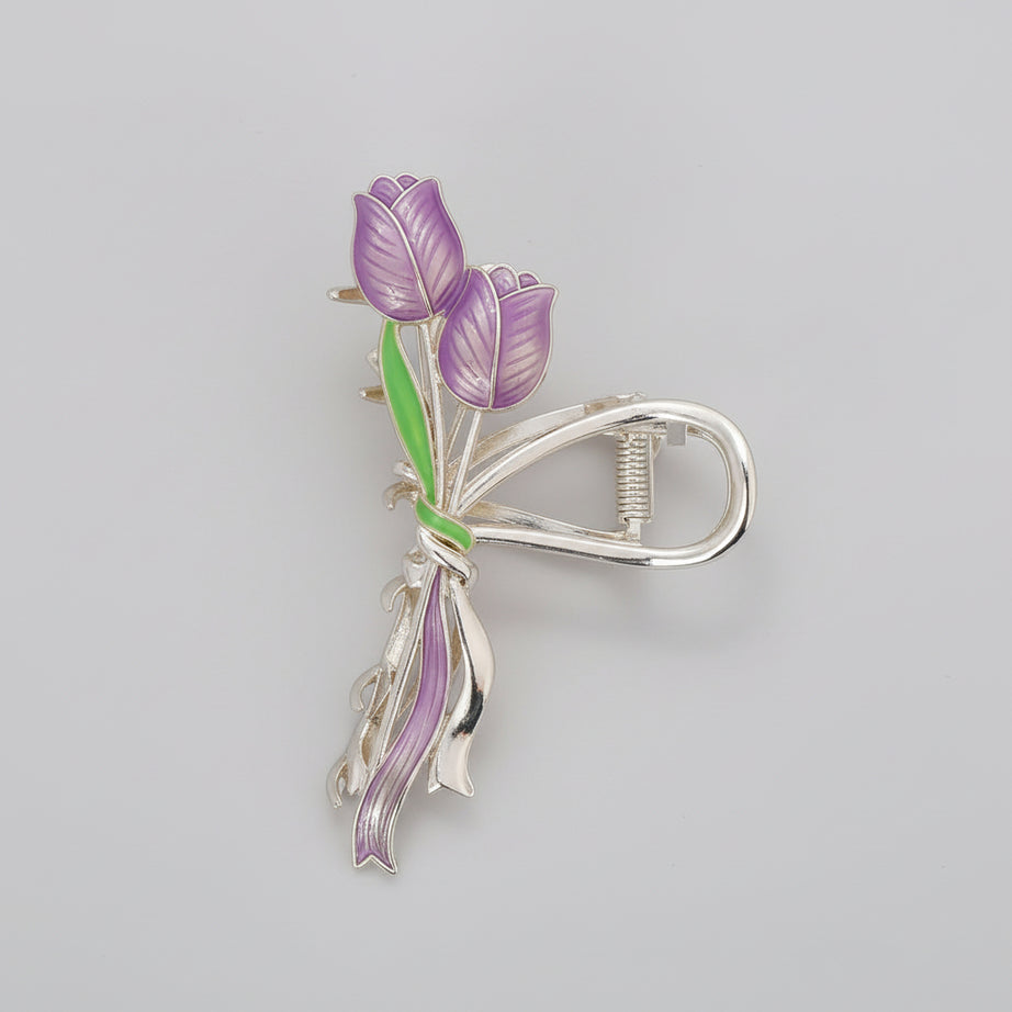 Elegant Purple Tulip Metal Hair Clip 🌷 (purple) | High-Quality Floral Accessory | KidsBestie