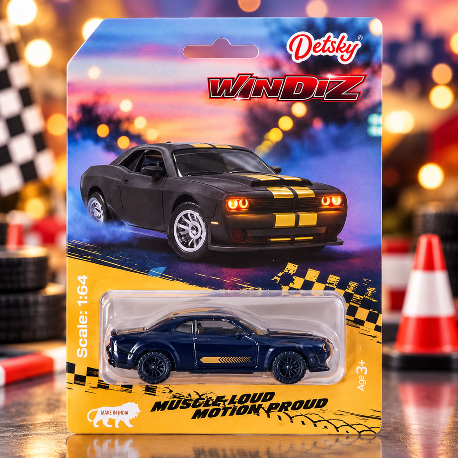 Detsky WINDIZ 1:64 Scale Die-Cast Muscle Car Toy – Premium Miniature Sports Car for Kids & Collectors – Assorted Colours