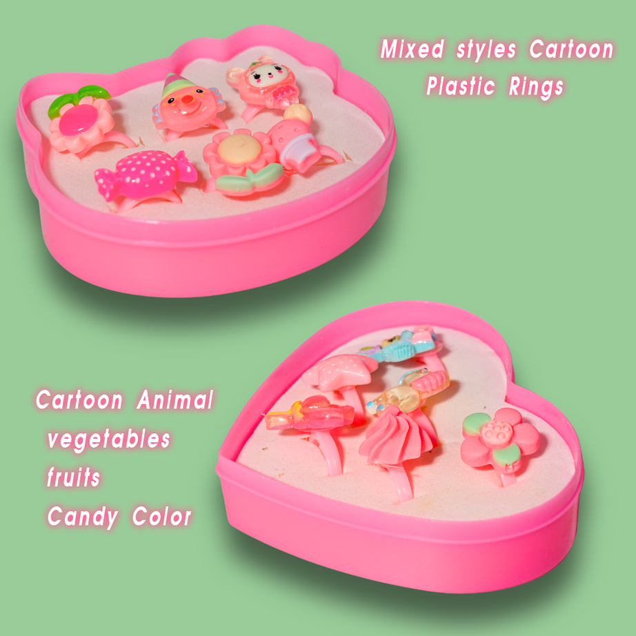 Kids Ring with Box | Cute Fashion Jewelry Toy for Girls | KidsBestie(Random Designs)