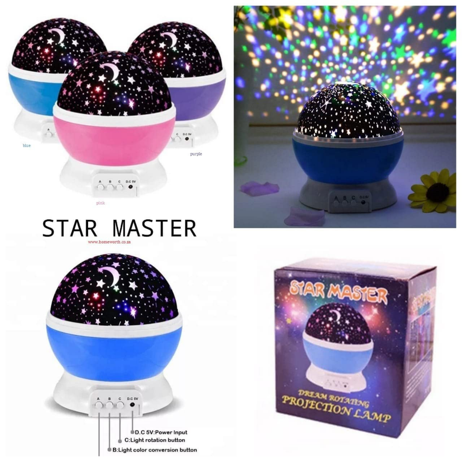 Star Master Galaxy Night Projector Lamp 360° Rotating Led Starry Light with Moon, Ocean Wave & Astronaut Effects Battery Operated