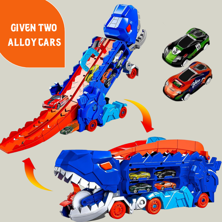 2-in-1 Foldable Dinosaur Eating Cars | Transforming Dino Truck Toy with Launcher & Storage | Action Toy for Kids