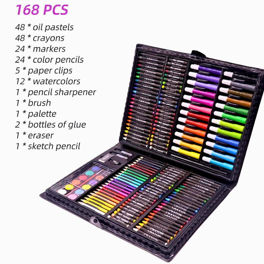 168 Piece Art Set, Drawing and Painting Set for Kids