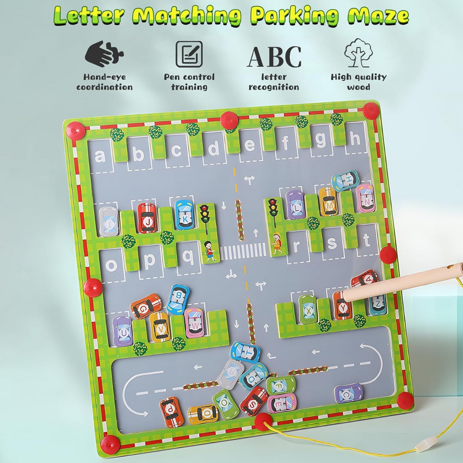 Letter Matching Parking Words Maze – Wooden Toy
