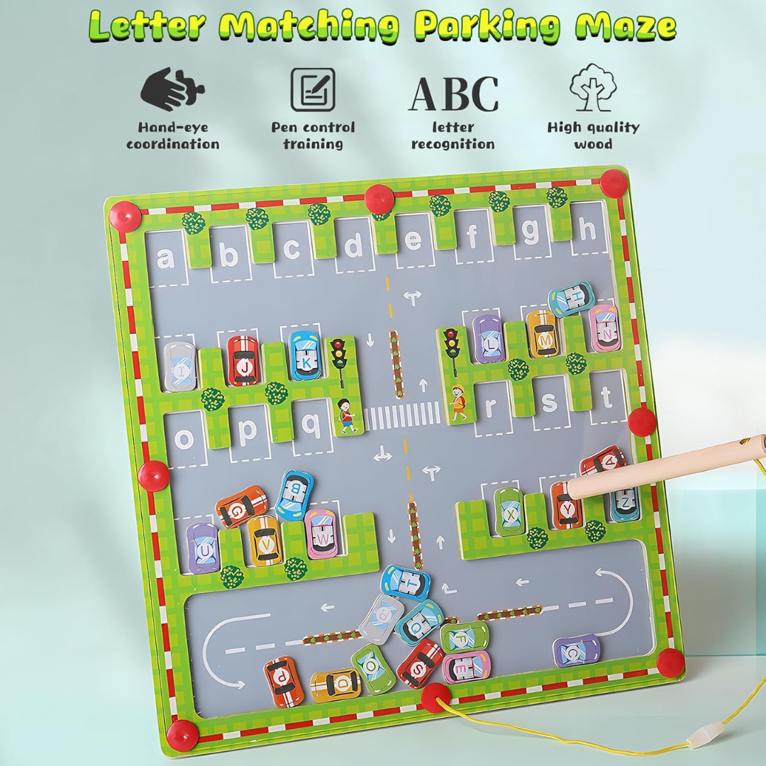 Letter Matching Parking Words Maze – Wooden Toy