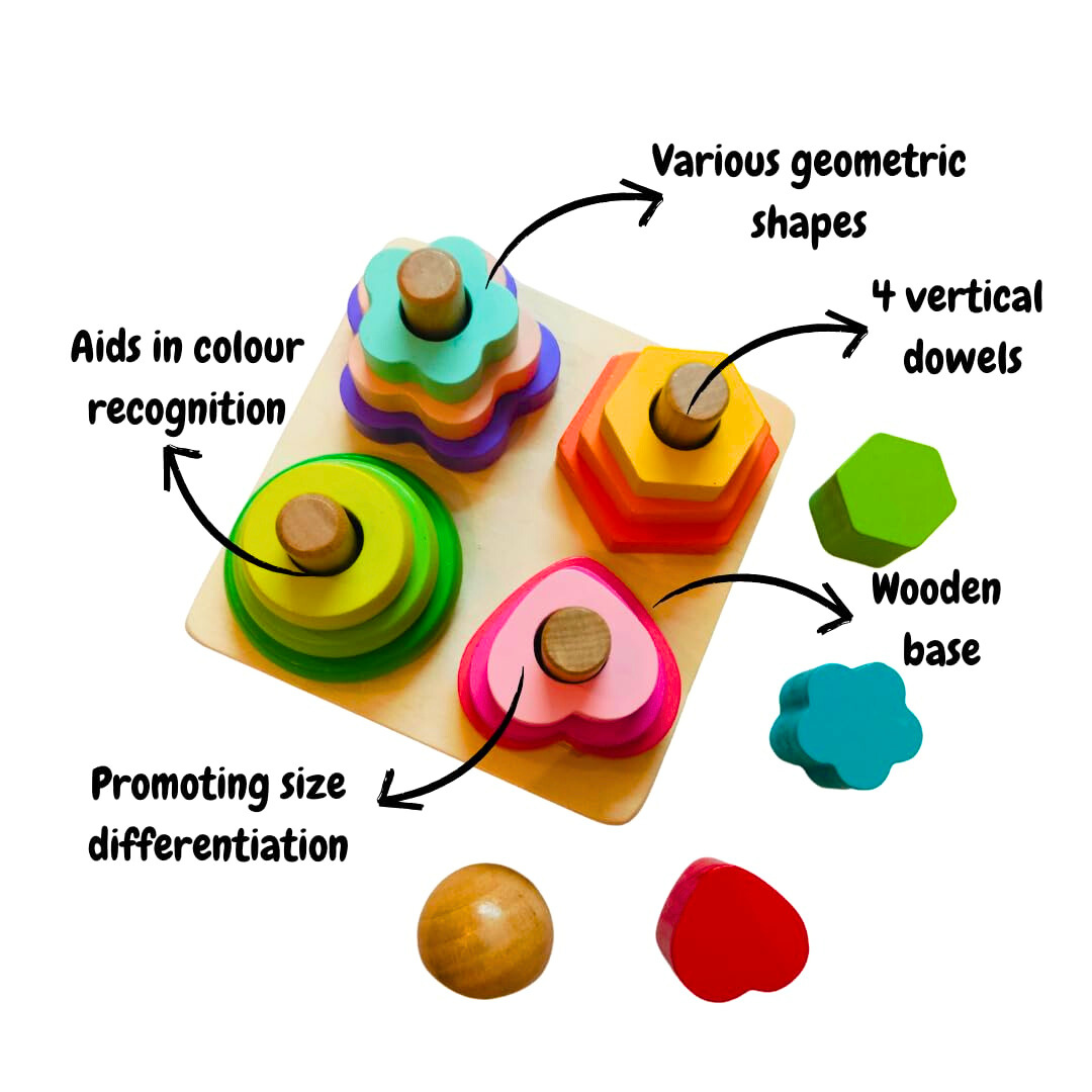 Square Four Column Tower – Stacking & Sorting Fun | KidsBestie