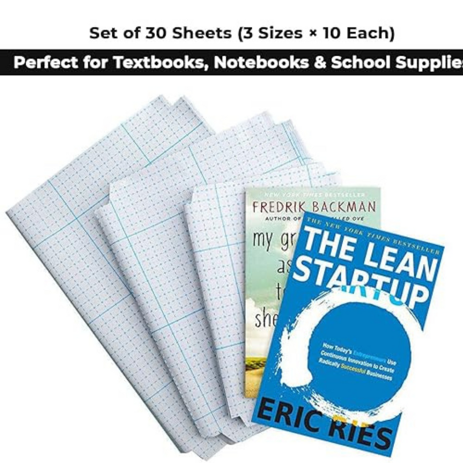 30 Pcs Self-Adhesive Book Cover Transparent Protective Sticker for School Notebooks | KidsBestie