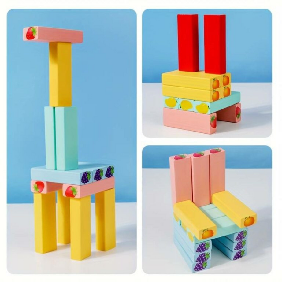 Fruits Blocks Zenga – Colorful Stacking Tower Game (54 Pcs) | KidsBestie