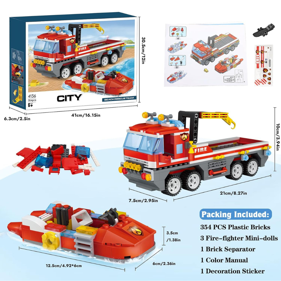 LEGO Fire Rescue Set | Build &amp; Play Firefighter Adventure Toy for Kids[354Pcs]