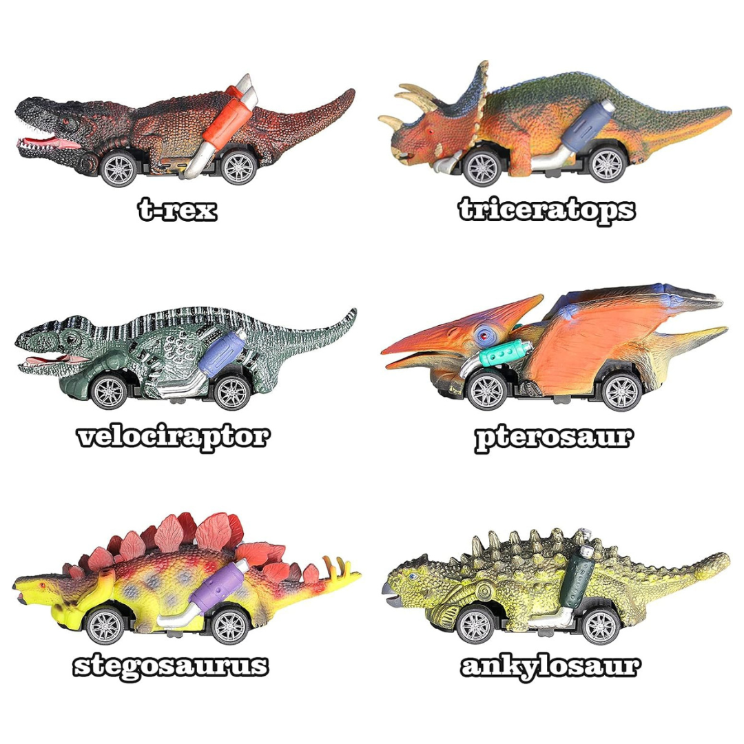 Dinosaur Racing Pull Back Racers – Set of 6 Cars | Dino-Themed Mini Vehicles for Kids | Fast, Fun &Roaring Adventures
