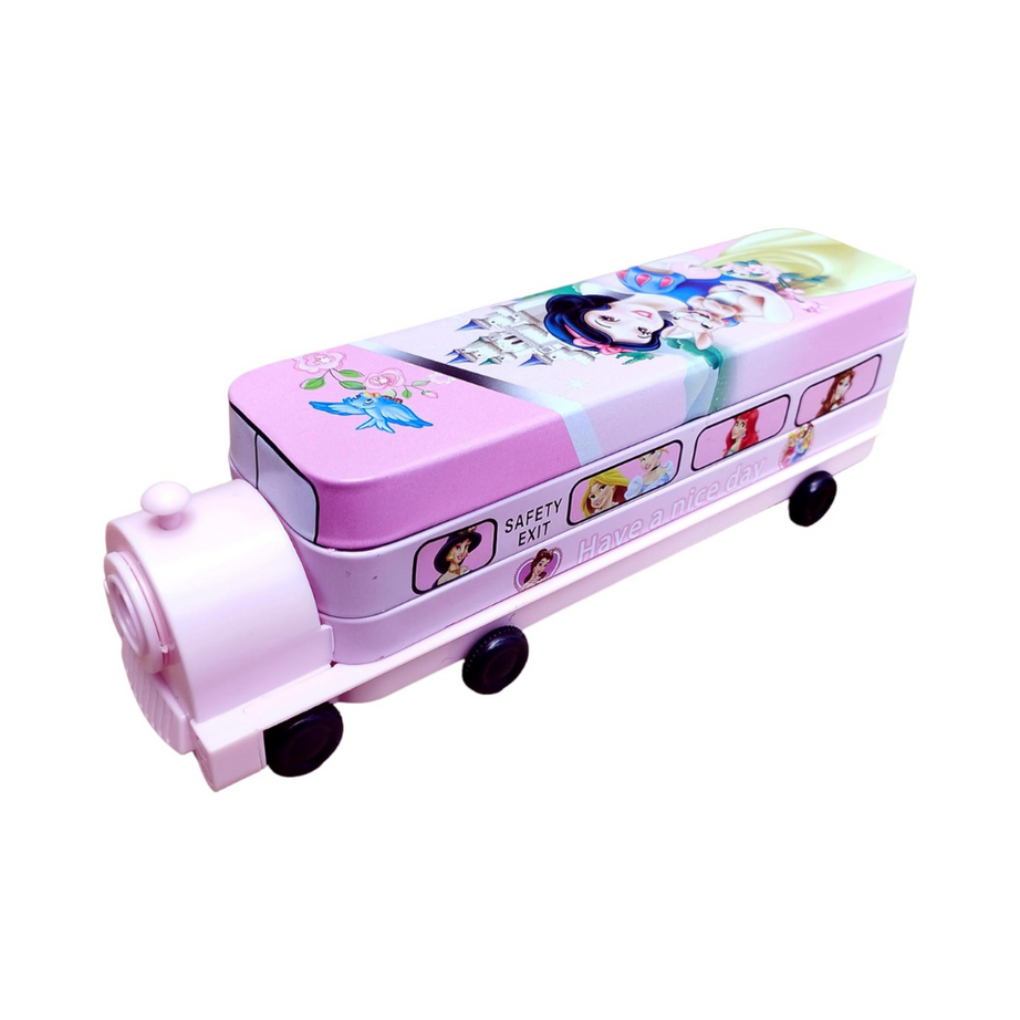 Train Shape Metal Pencil Box with Wheels – For Kids | KidsBestie