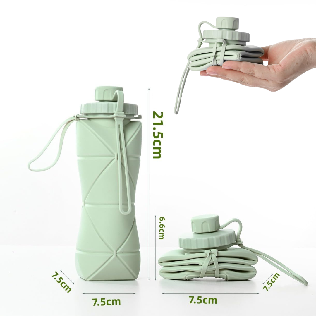 Foldable Silicone Water Bottle | Portable, Leak-Proof & Reusable | Travel, Gym & School Bottle