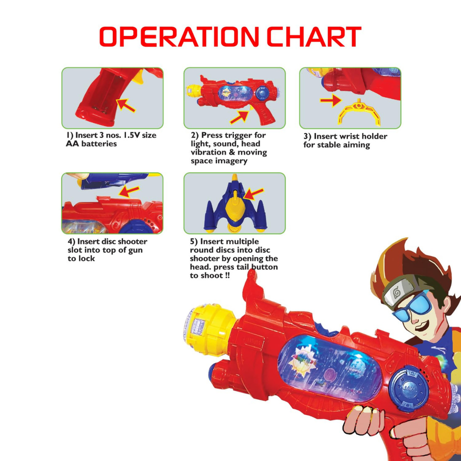 Blast into space with lights, sound & action Super Power Gun