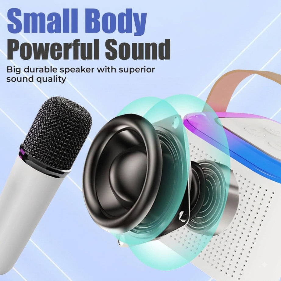 Wireless Mini Vocal Bluetooth Speaker with Mic, RGB Lights 10 W Bluetooth Speaker