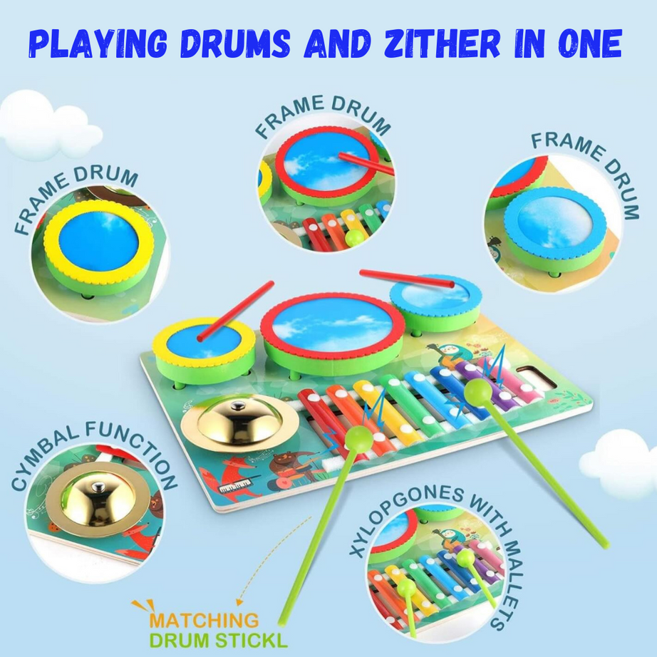 2-in-1 Drum & Zither Musical Toy – KidsBestie