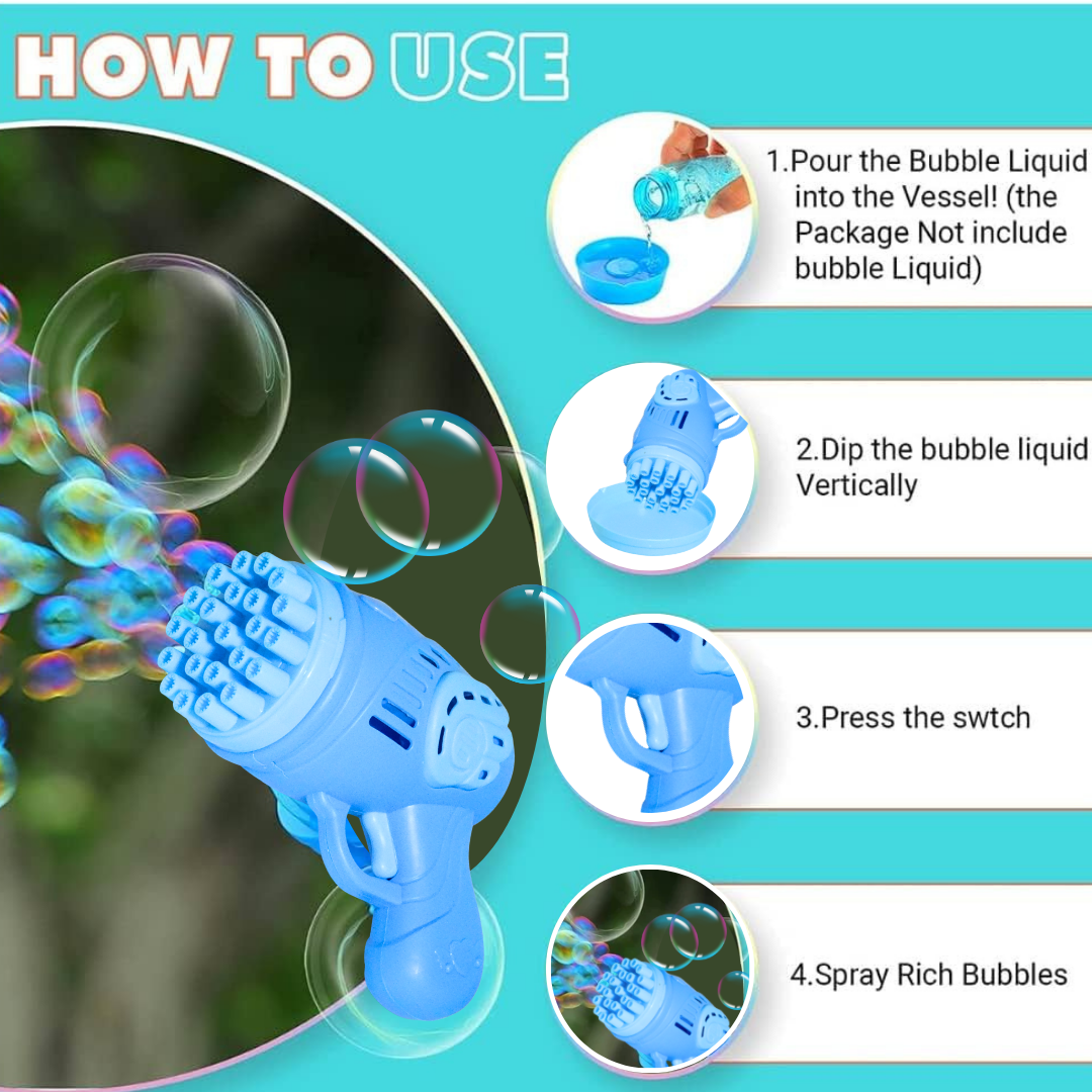 Bubble Gun for Kids – Non-Stop Bubble Fun (Random Colors)