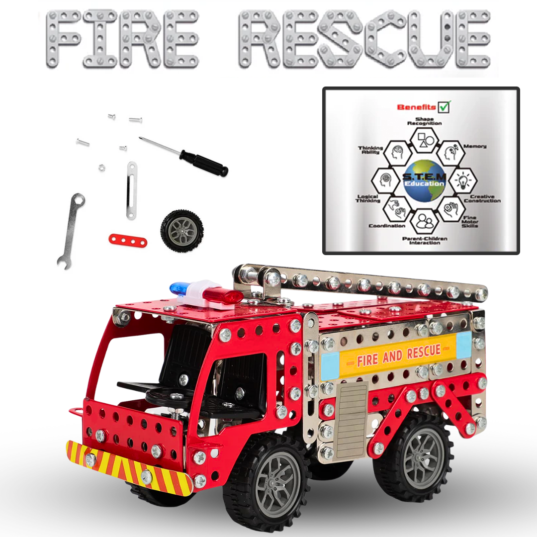 Rescue Fire Truck for Kids | STEM Building Toy Set for Boys & Girls Ages 7+ | Educational Construction Fire Engine