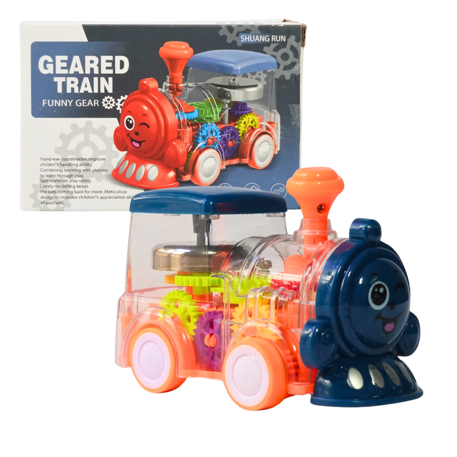 Transparent Engine Train Toys for Kids with Gear Technology