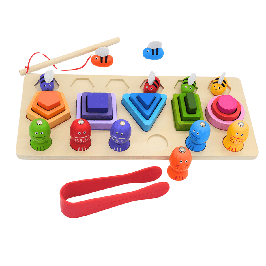 3 In 1 Bee Fishing Tower Toy - Kids Bestie