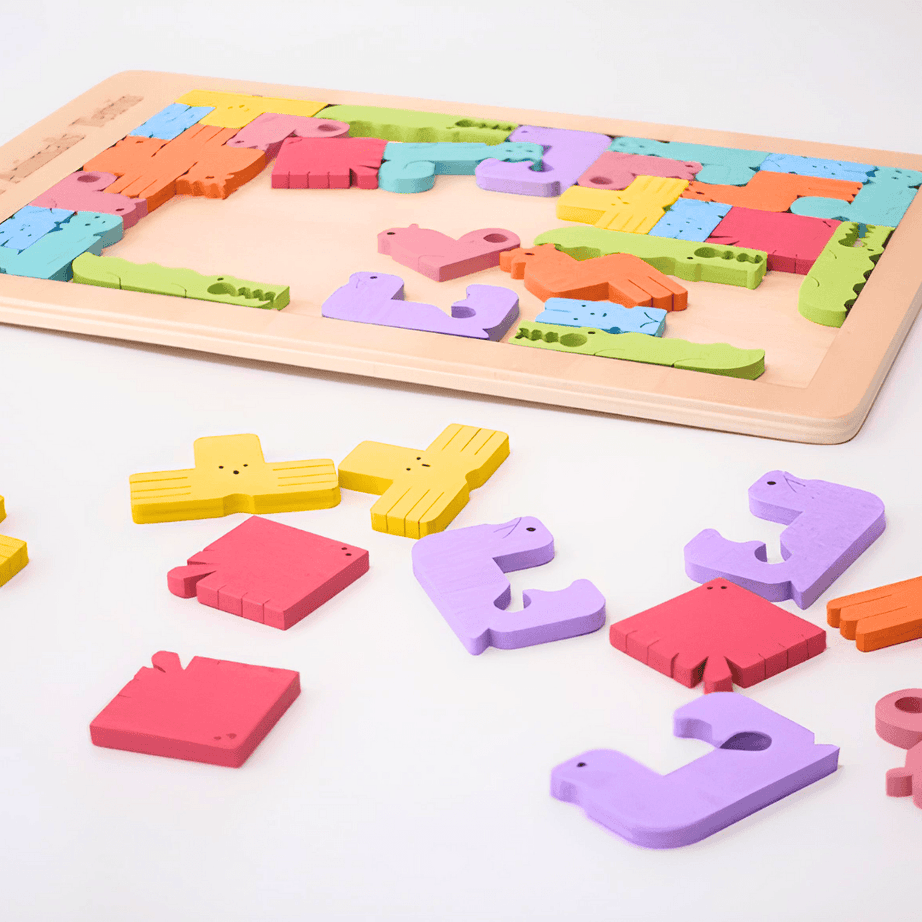 3 in 1 Combo of Shapes, L paired Puzzles, Wooden tetris Puzzles for kids Age 3+, Adults - Kids Bestie