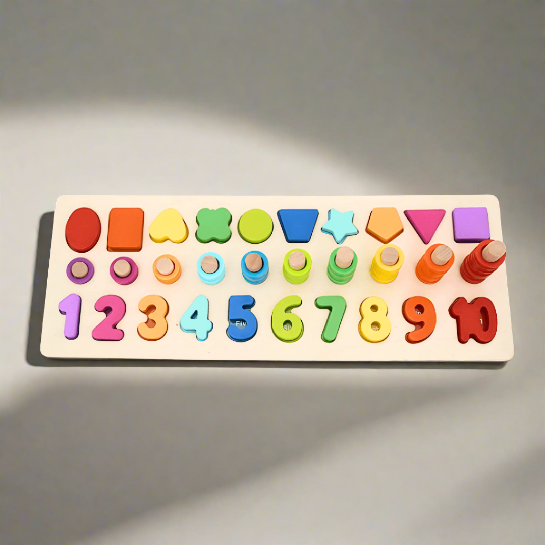 Fun Wooden Puzzle: Learn Numbers & Shapes – Perfect for Kids! – Kids Bestie