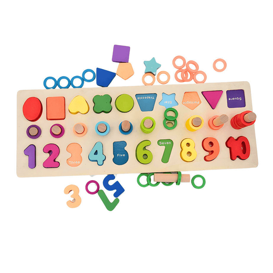 3 in 1 Digital Shape Pairing Number Shapes & Couting Puzzle Board - Kids Bestie