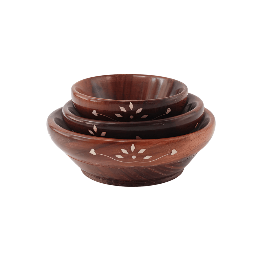 3 Pieces Wooden Bowl Set - Kids Bestie